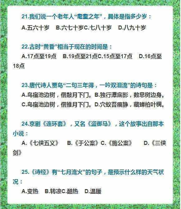 1-6年级文学常识图，开启孩子们的文学世界